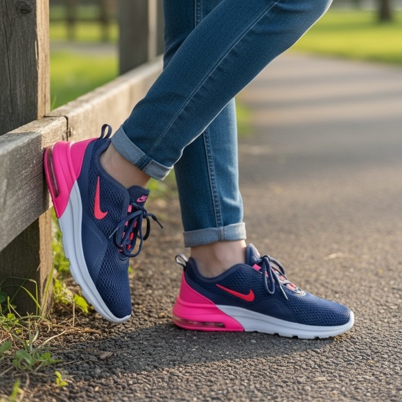 Nike Shoes - Nike Air Max Motion 2 sneakers in the "Navy Pink Blast" colorway. Size 8.5 women